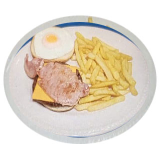 Egg, Bacon Burger with Chips